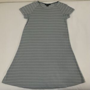 Free Fly Dockside Dress S Gray Stripe Bamboo Short Sleeve T-Shirt Nautical UPF